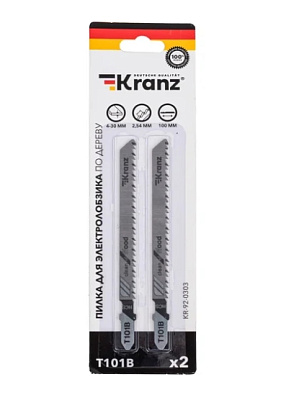 Пилка для электролобзика 100 мм 10 з/д 4-30 мм T101B (2 шт./уп.) (дерево) Kranz