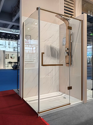 Душевое ограждение ZILI DO L45231R GOLD 1200*900*1900мм 8мм распашное, без поддона