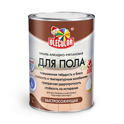 Эмаль OLECOLOR алкидно-уретановая быстросохн. 6ч красно-коричн 1,8кг