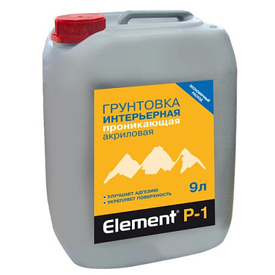 Грунтовка акриловая Элемент Р-1 для внутренних работ 9л