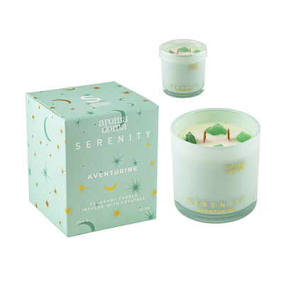Свеча "Serenity"  "Авантюрин" 2 фитиля 9х9см с эфф. потрескивания