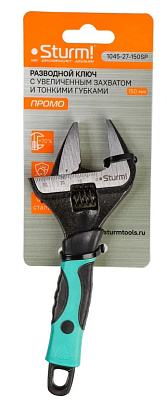 Ключ разводной 150мм, УСИЛЕННЫЕ ТОНКИЕ ГУБКИ,обрезиненная рукоятка, ПРОМО, Sturm!