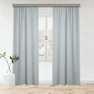Шторы портьерные жаккард лен Меланж серо-зеленый 135x260 см. (2шт)