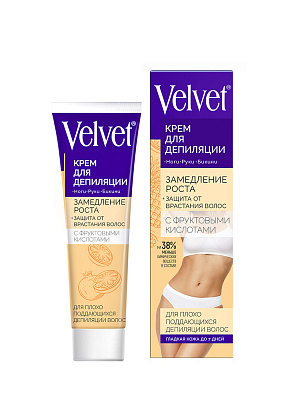 Крем д/депиляции Velvet замедляющий рост волос Фруктовые кислоты 100мл