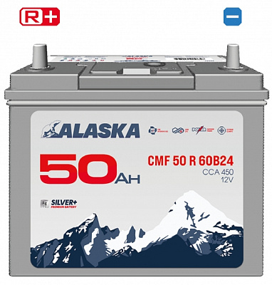 Аккумулятор 60B24R Ёмкость 50Ah, CCA, Пусковой ток 450А ALASKA CMF 