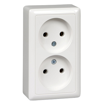 Systeme Electric Хит белый Розетка ОУ 2м. б/з 10А 250В IP20 SchE
