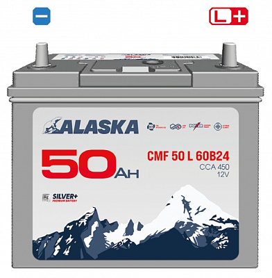 Аккумулятор 60B24L Ёмкость 50Ah, CCA, Пусковой ток 450А ALASKA CMF 