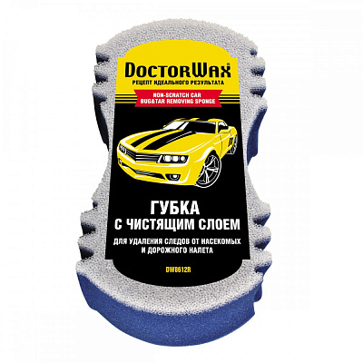 Губка для мойки с сеткой для удаления налета и насекомых Doctor Wax 1/64шт
