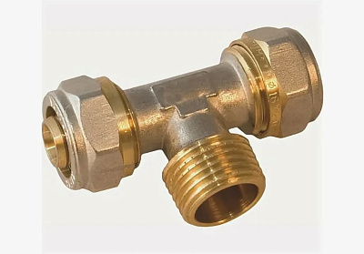 Тройник обжимной 16х3/4", наружная резьба
