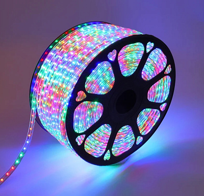 Светодиодная лента Neon-Night LED 220В, 10x7 мм, IP67, SMD 2835, 60LED/m, свет RGYB на отрез 142-609