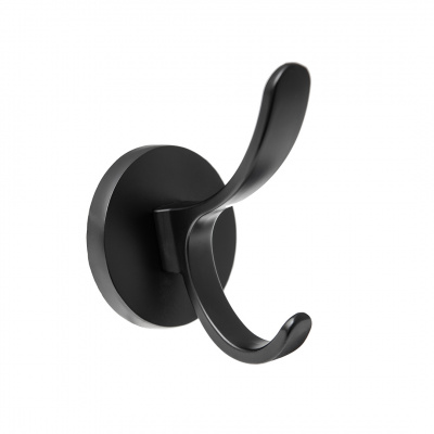 KR 0350 BL Крючок двухрожковый, матовый черный KR 0350 BL