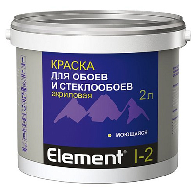 Краска акриловая для обоев Элемент I-2 матовая белая 2л