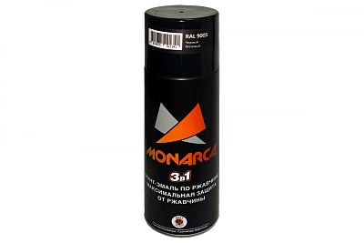 Грунт-эмаль по ржавчине аэрозольная Monarca RAL9005 Черный Матовый, 520 мл