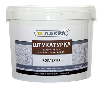 Штукатурка роллерная декоративная Лакра с эффектом «короеда» Белый, 15кг